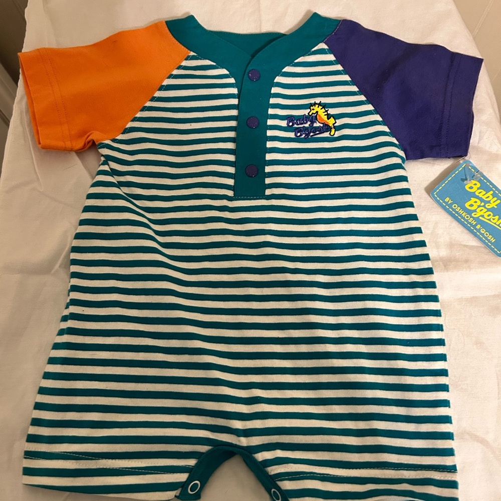 NWT Vintage Early 90’s Baby B’gosh Striped Romper/6-9 Months